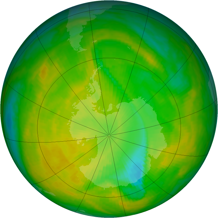 Antarctic ozone map for 24 November 1991